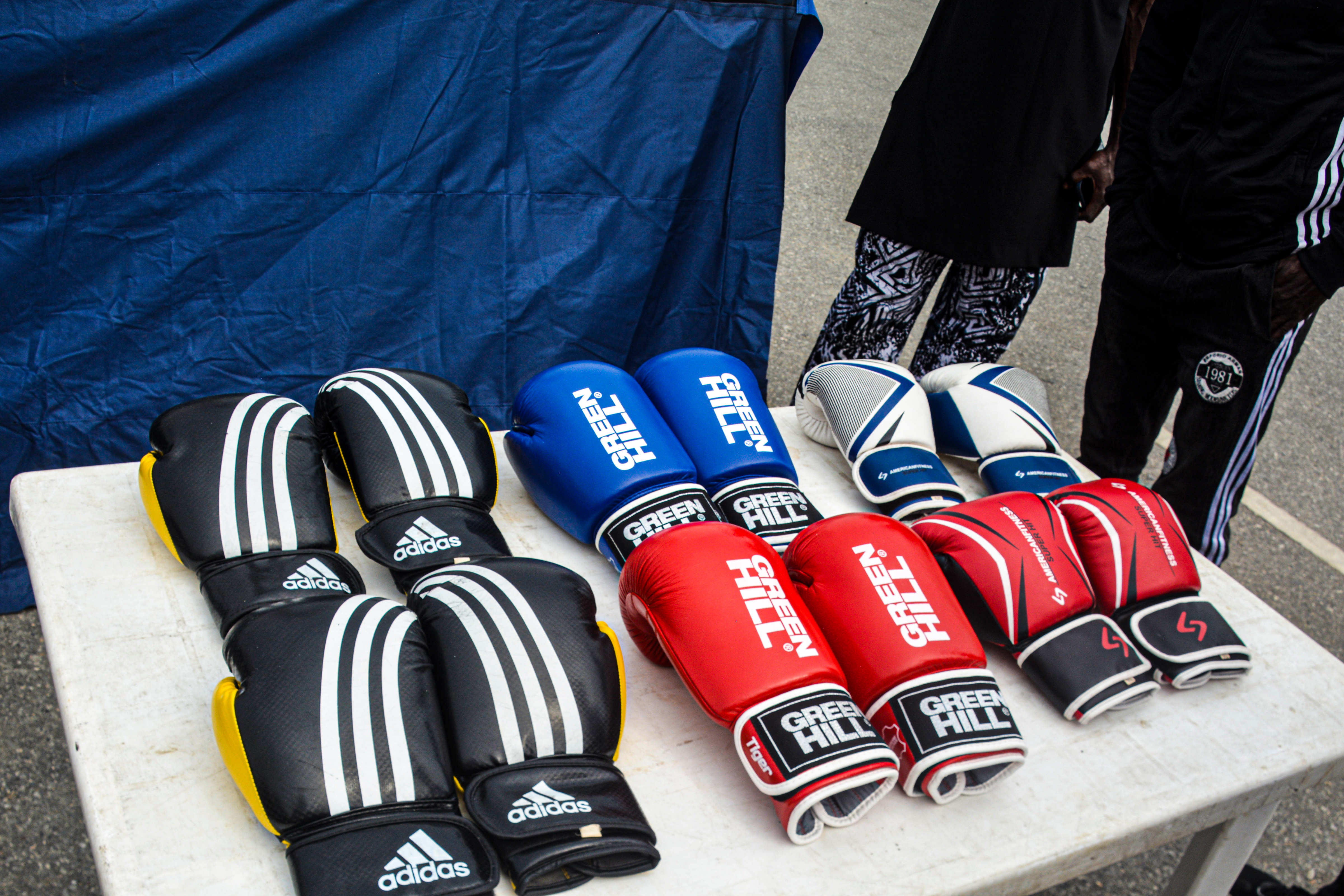 Boxing gloves and training gear